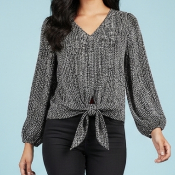 Japna Tops - Japna Top V Neck Front Tie Bell Long Sleeve Size Small